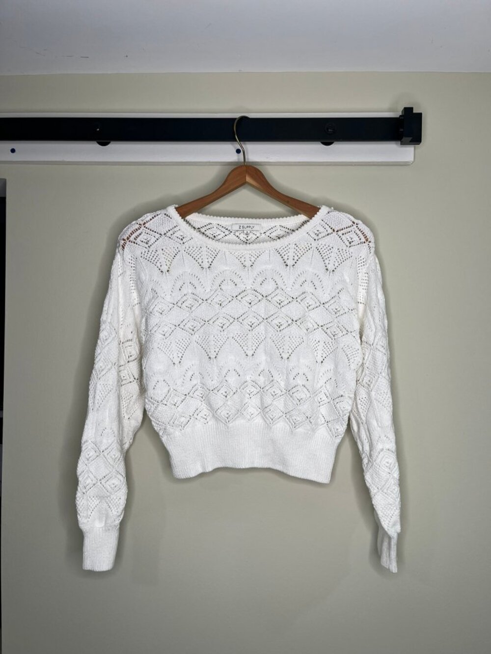 Z supply Crochet white sweater